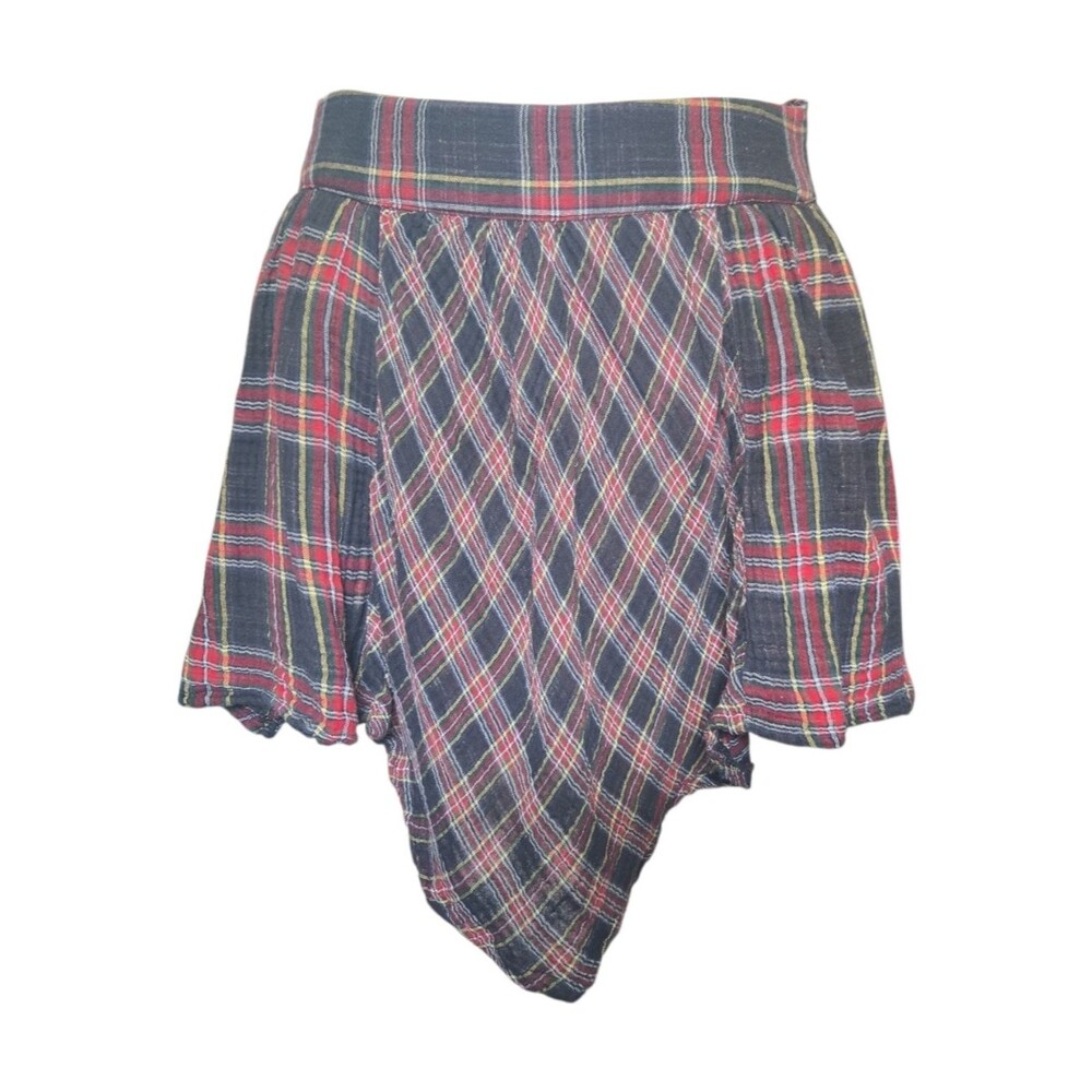 Xhilaration Asymmetrical Plaid Handkerchief Hem Skirt - M